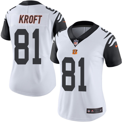 Women's Limited Tyler Kroft Nike Jersey White - #81 Rush NFL Cincinnati Bengals